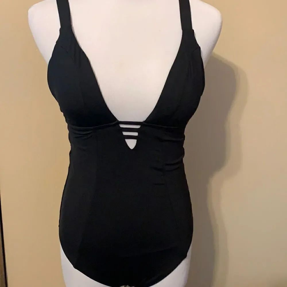 Sun Lab Swim Black Strappy One Piece S - Picture 2 of 6